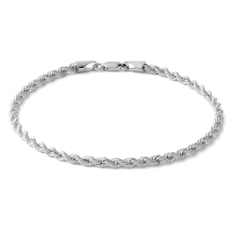 10K Hollow White Gold Rope Chain Bracelet - 7&quot;