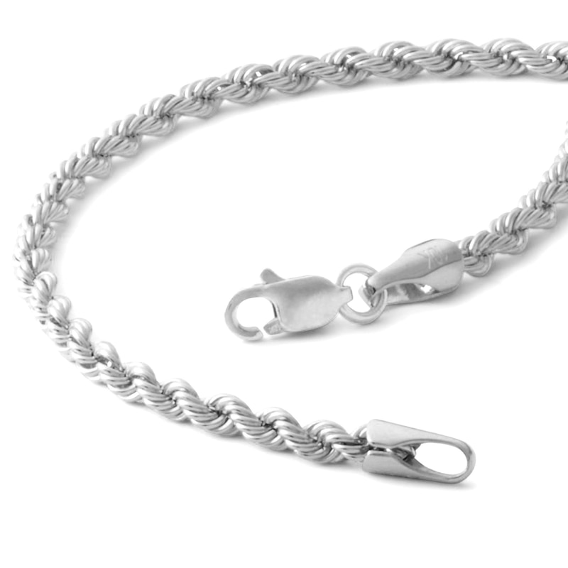 10K Hollow White Gold Rope Chain Bracelet - 7"