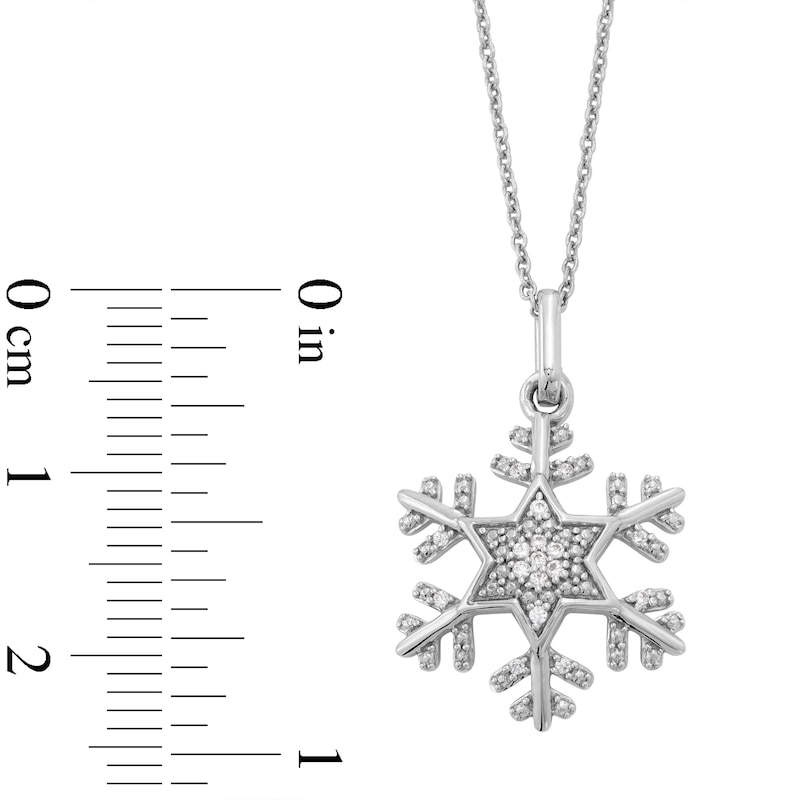 Sterling Silver 1/20 CT. T.W. Diamond Snowflake Necklace