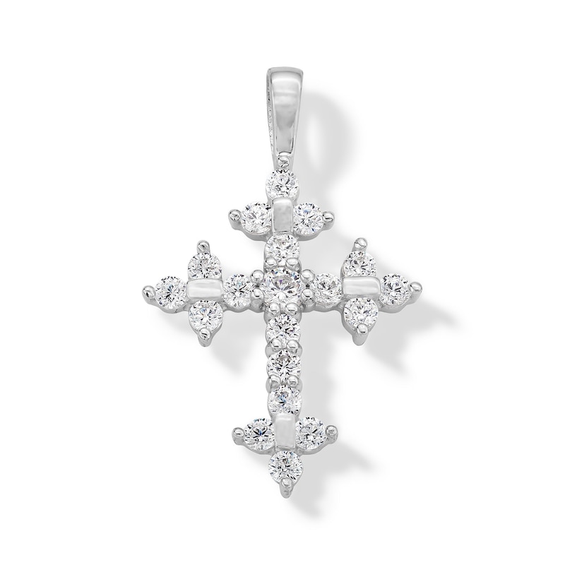 Main Image 1 of 10K Solid White Gold CZ Cross Charm