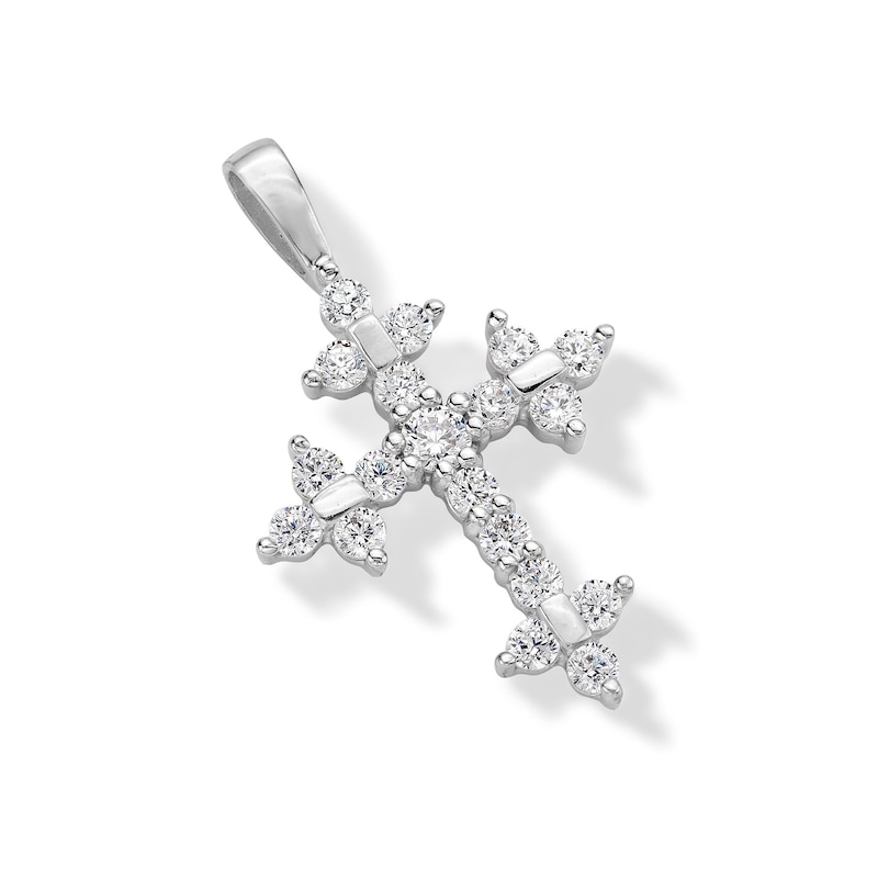 Main Image 3 of 10K Solid White Gold CZ Cross Charm