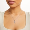 Thumbnail Image 1 of 10K Solid White Gold CZ Cross with Heart Charm