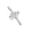 Thumbnail Image 2 of 10K Solid White Gold CZ Cross with Heart Charm