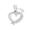 Thumbnail Image 1 of 10K Solid White Gold CZ Half-Stone Heart Necklace Charm