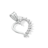 Thumbnail Image 3 of 10K Solid White Gold CZ Half-Stone Heart Necklace Charm