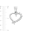 Thumbnail Image 4 of 10K Solid White Gold CZ Half-Stone Heart Necklace Charm