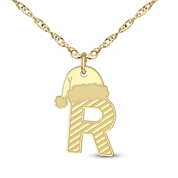 Santa Hat Initial Pendant Necklace