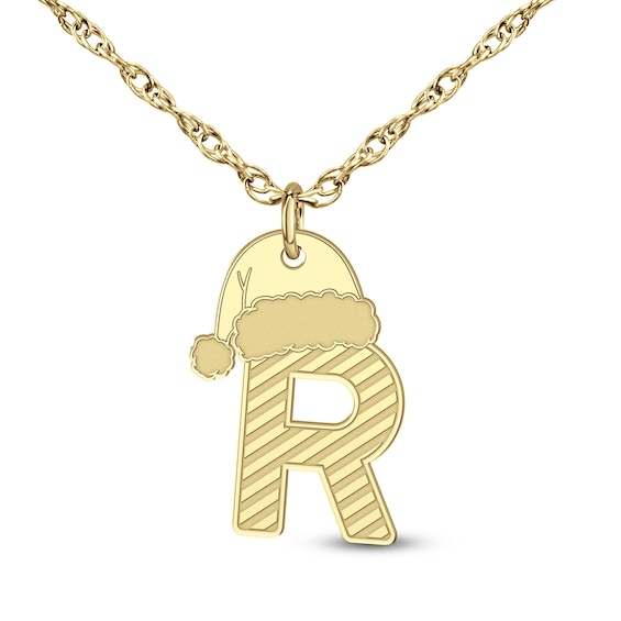 Santa Hat Initial Pendant Necklace