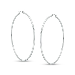 10K Hollow White Gold 70mm Hoops