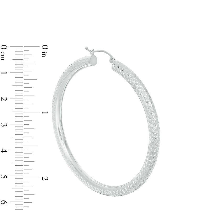 Main Image 2 of 10K Hollow White Gold Diamond-Cut 70mm Hoops