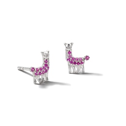 Child's Sterling Silver Pink CZ Llama Studs