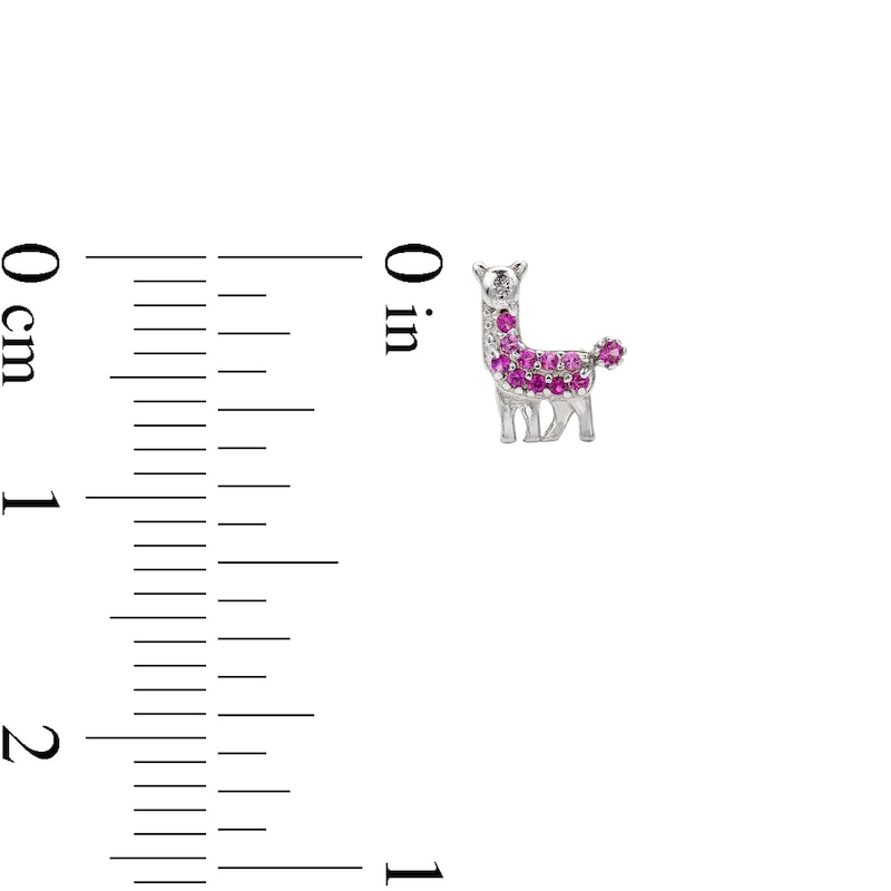 Main Image 2 of Child's Sterling Silver Pink CZ Llama Studs