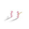 Thumbnail Image 1 of 10K Solid Gold CZ Pink Three-Stone Studs