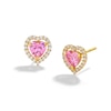 Thumbnail Image 0 of ​​​​​​​14K Solid Gold CZ Pink Heart Halo Studs