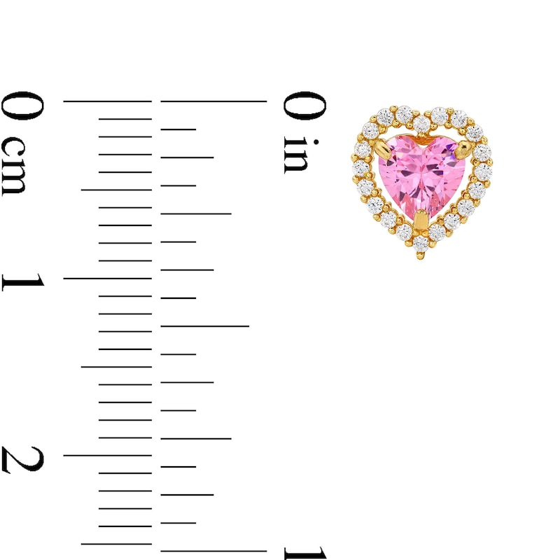 ​​​​​​​14K Solid Gold CZ Pink Heart Halo Studs