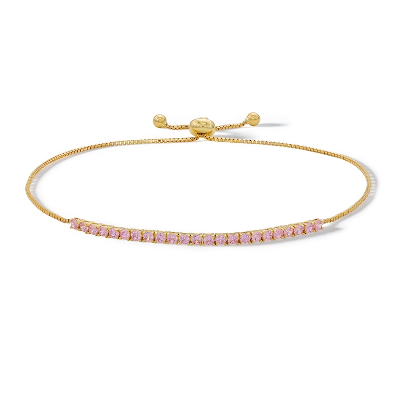 10K Solid Gold Pink CZ Bolo Bracelet