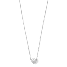 Sterling Silver Puffy Heart Pendant Necklace - 18&quot;