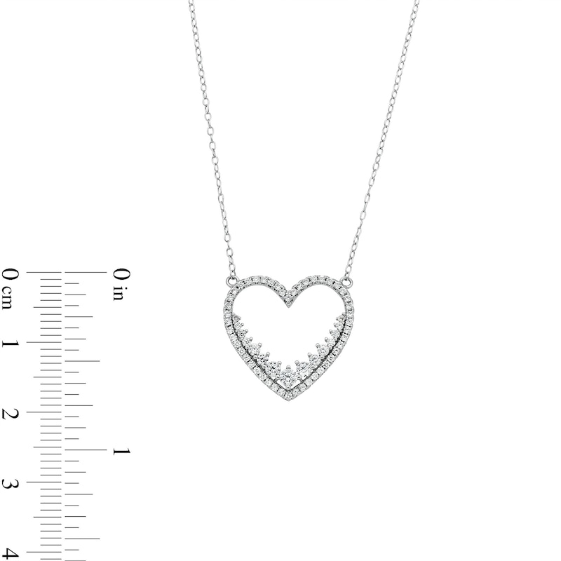 Main Image 4 of ​​​​​​​Sterling Silver CZ Open Heart Pendant Necklace