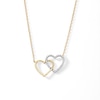 Thumbnail Image 1 of 10K Solid Gold 1/10 CT. T.W. Diamond Double Heart Necklace