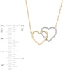 Thumbnail Image 3 of 10K Solid Gold 1/10 CT. T.W. Diamond Double Heart Necklace