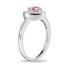 Thumbnail Image 2 of ​​​​​​​Sterling Silver Pink CZ Heart Halo Ring - Size 7