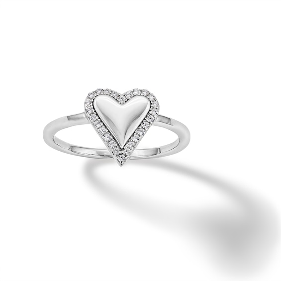 ​​​​​​​Sterling Silver CZ Polished Heart Ring