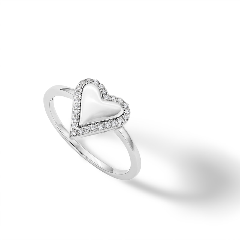 Main Image 3 of ​​​​​​​Sterling Silver CZ Polished Heart Ring