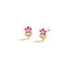 Thumbnail Image 0 of Child's 10K Solid Gold Synthetic Ruby and CZ Flower Studs