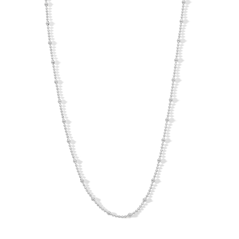 Main Image 1 of Child's Sterling Silver Diamond-Cut Beaded Saturn Chain Made in Italy - 15&quot;