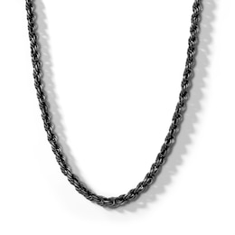 ​​​​​​​Sterling Silver Gunmetal Rope Chain Made in Italy - 20&quot;