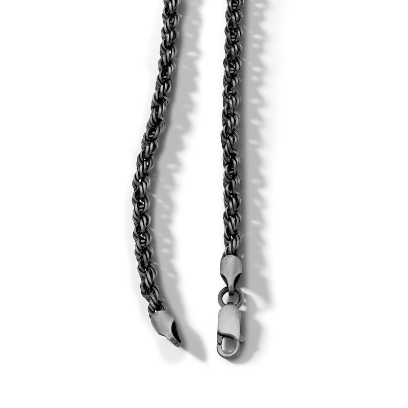 ​​​​​​​Sterling Silver Gunmetal Rope Chain Made in Italy - 20"