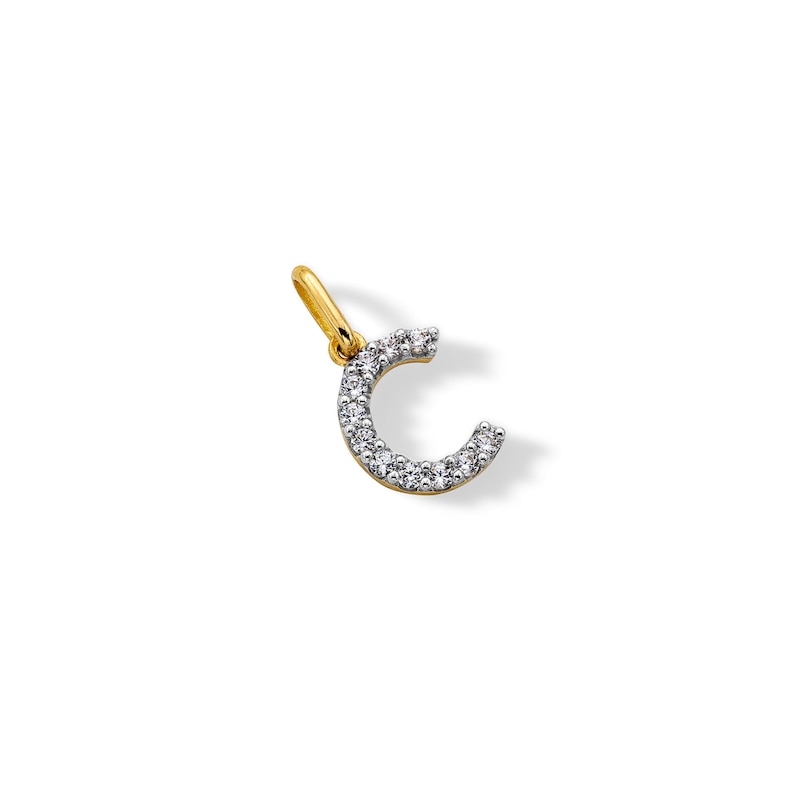 10K Solid Gold CZ C Initial Charm