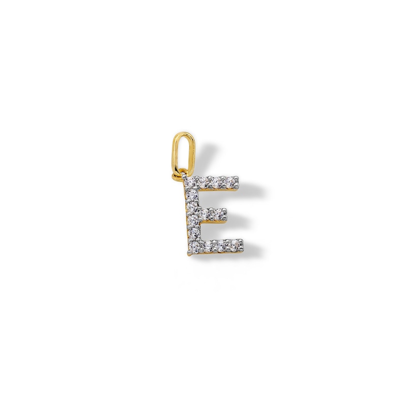 10K Solid Gold CZ E Initial Charm