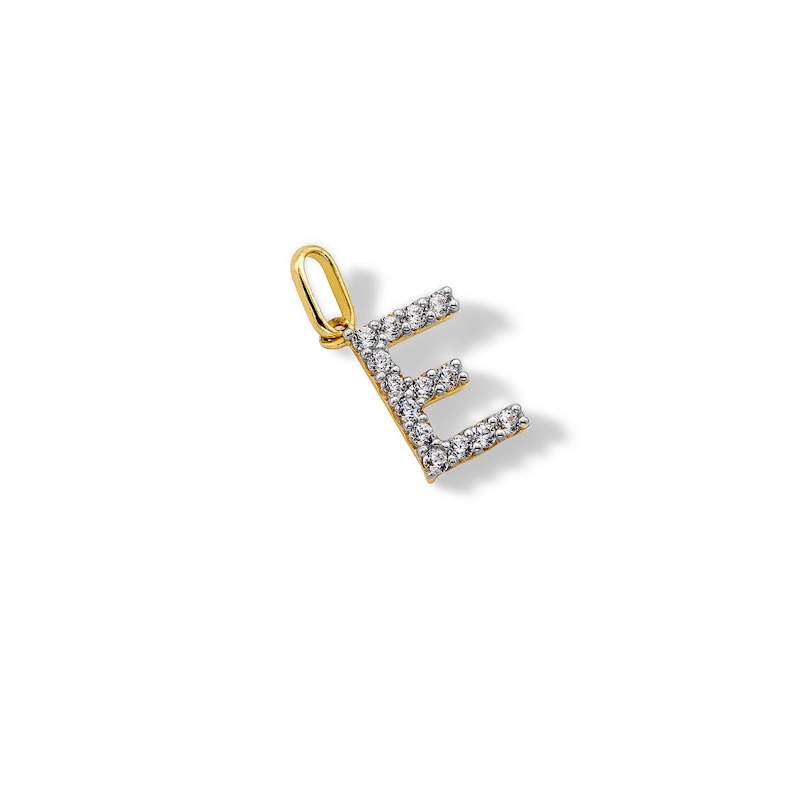 10K Solid Gold CZ E Initial Charm