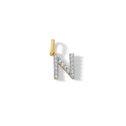 10K Solid Gold CZ N Initial Charm