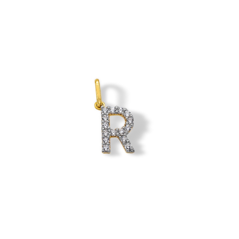 Main Image 1 of 10K Solid Gold CZ R Initial Charm