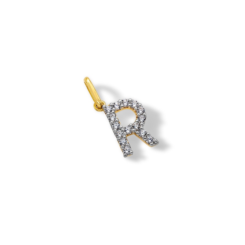 Main Image 3 of 10K Solid Gold CZ R Initial Charm