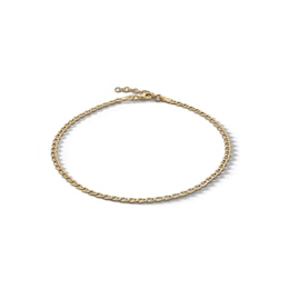 ​​​​​​​10K Hollow Gold Mariner Chain Anklet Made in Italy - 9&quot;