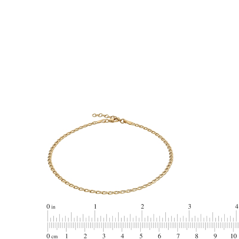 Main Image 3 of ​​​​​​​10K Hollow Gold Mariner Chain Anklet Made in Italy - 9&quot;