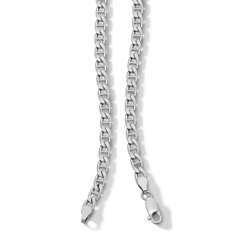 Main Image 3 of Sterling Silver Diamond Cut Mariner Chain Made in Italy - 22&quot;