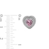 Thumbnail Image 3 of Sterling Silver CZ Pink Double-Halo Heart Studs