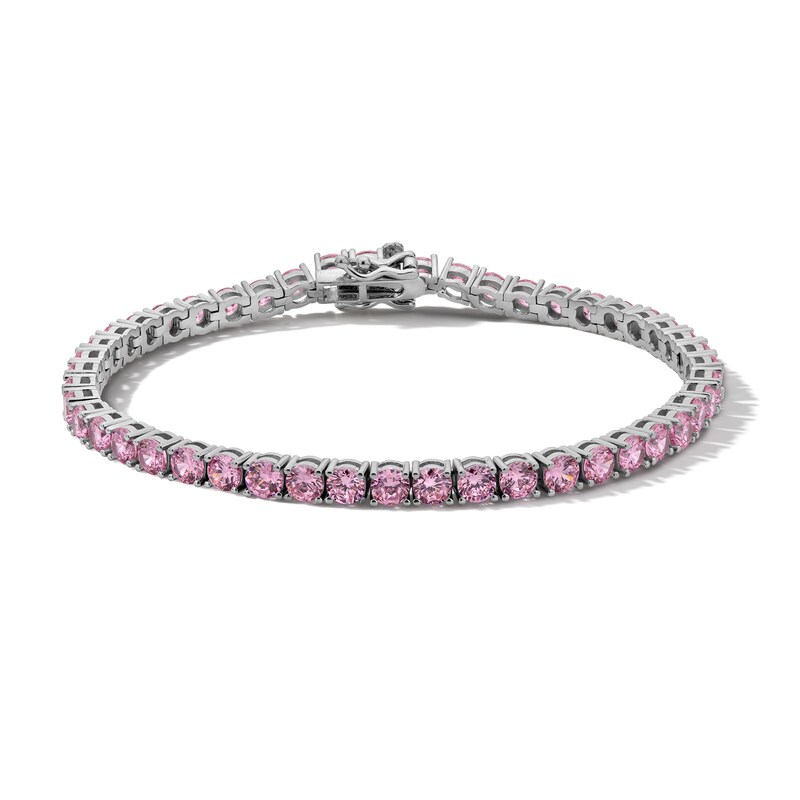 Sterling Silver CZ Pink Tennis Bracelet