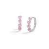 Thumbnail Image 1 of Sterling Silver Pink CZ Heart Huggie Hoops