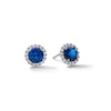 Thumbnail Image 0 of Sterling Silver Blue CZ Halo Studs