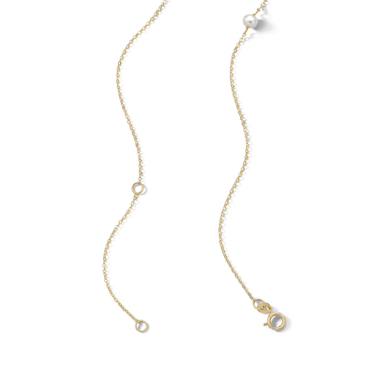 10K Solid Gold Freshwater Cultured Pearl Station Necklace - 16" + 2"