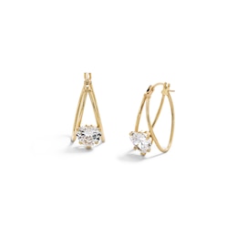 10K Gold CZ Heart Open Double Hoops