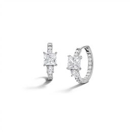 Sterling Silver CZ Round and Square Huggies