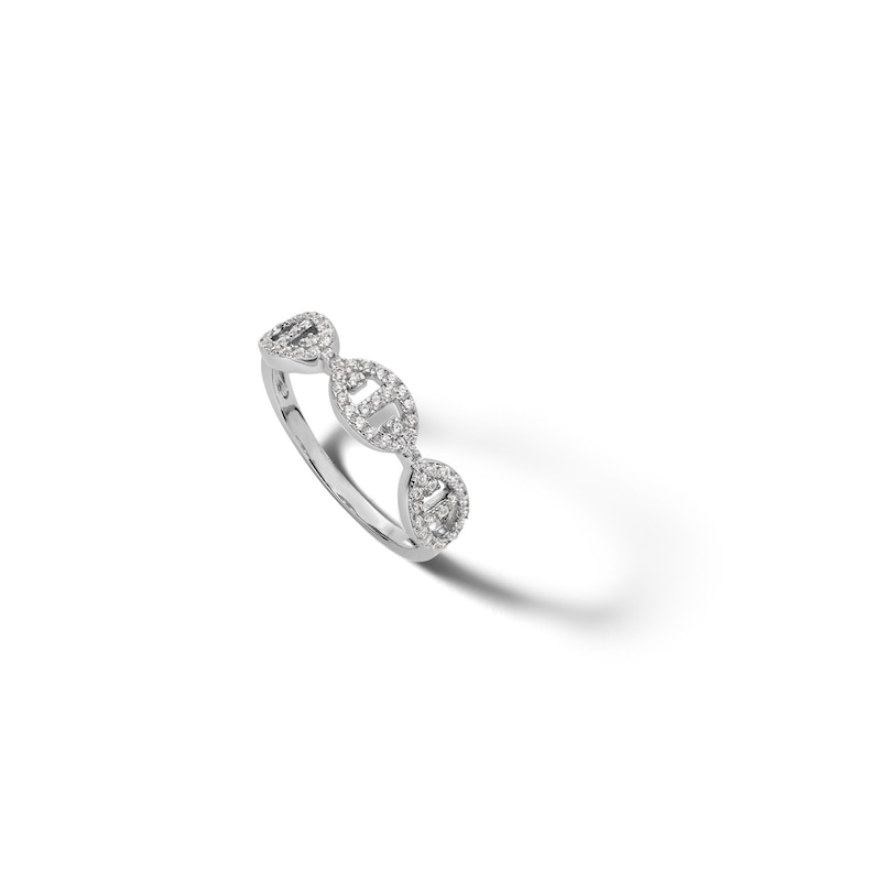 Main Image 3 of Sterling Silver CZ Gucci Chain Link Ring - Size 7