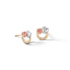 Thumbnail Image 0 of Child's 14K Semi-Solid Tri-Tone Gold Double Heart Circle Studs