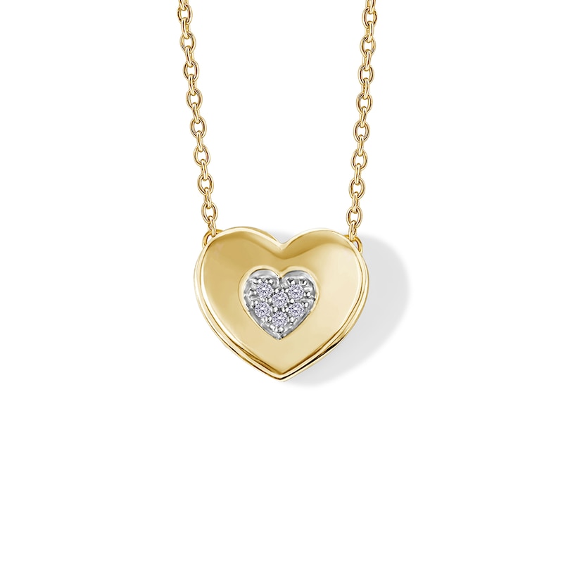 Main Image 1 of 14K Gold Plated Diamond Accent Heart Necklace